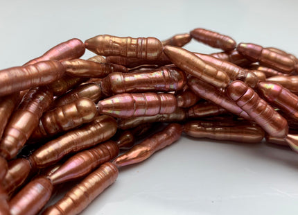 6x23 mm Brick Orange Red Color Biwa Stick Freshwater Pearl Beads Genuine Rare Biwa Stick Pearls #1837