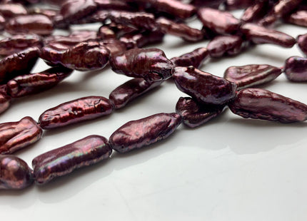 7x16 mm Burgundy Red Color Biwa Stick Freshwater Pearl Beads Genuine Rare Biwa Stick Pearls #1838