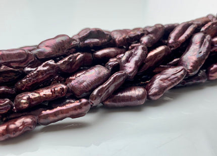 7x16 mm Burgundy Red Color Biwa Stick Freshwater Pearl Beads Genuine Rare Biwa Stick Pearls #1838