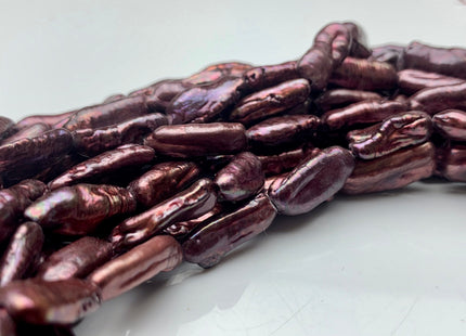 7x16 mm Burgundy Red Color Biwa Stick Freshwater Pearl Beads Genuine Rare Biwa Stick Pearls #1838
