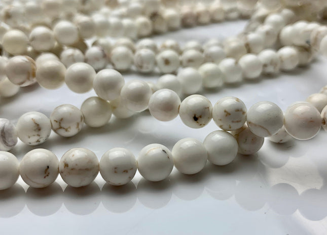4mm 6mm 8mm 10mm Smooth Round Howlite Turquoise Gemstone Beads Genuine White Howlite Gemstone Loose Beads #2461