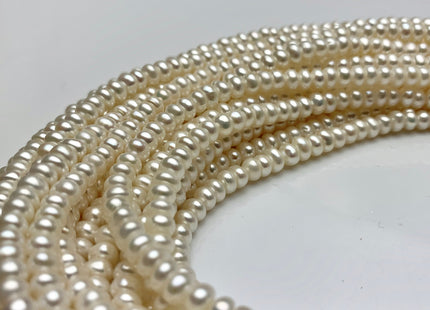 5mm AAA Large Hole Natural White Round Button Freshwater Pearls Hole Size 1.5 mm Genuine High Luster Large Hole Pearl 7.5 Inches #1844