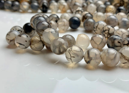 4mm 6mm 8mm 10mm 12mm Round Smooth Dragon Vein Gemstone Beads Black & White Agate Beads 15 Inches Strand #3288