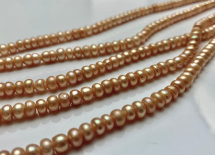 5 mm AAA Large Hole Champagne Color Round Button Freshwater Pearls Hole Size 1.5 mm Genuine Large Hole Rondelle Freshwater Pearl Beads #1845