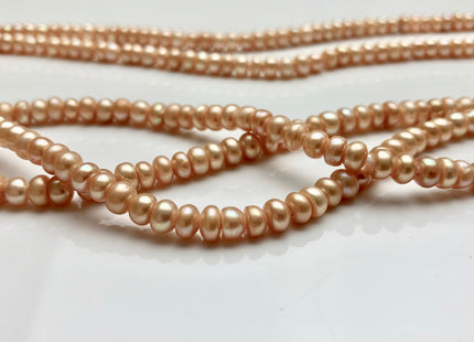 5 mm AAA Large Hole Champagne Color Round Button Freshwater Pearls Hole Size 1.5 mm Genuine Large Hole Rondelle Freshwater Pearl Beads #1845