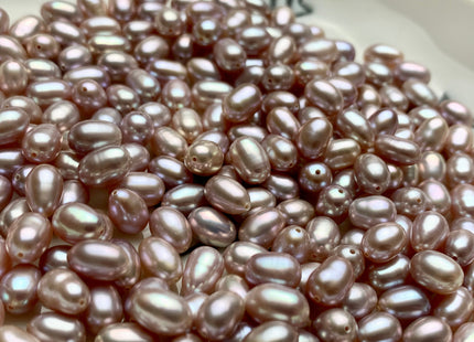 10 Pieces AAA 5.5x7-8 mm Top Quality High Luster Oval Through Drilled Freshwater Pearls Genuine Natural Mauve Pink Freshwater Pearls #1847
