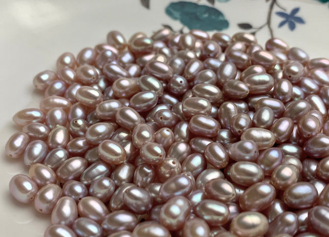 10 Pieces AAA 5.5x7-8 mm Top Quality High Luster Oval Through Drilled Freshwater Pearls Genuine Natural Mauve Pink Freshwater Pearls #1847
