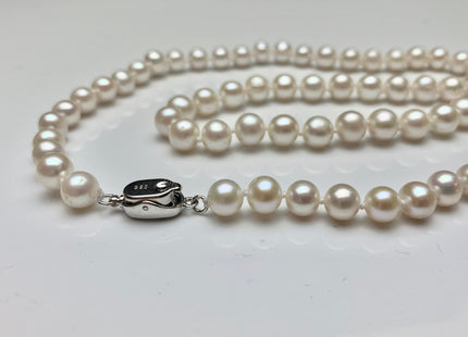 18/20/24 Inches Hand Knotted 7 mm AA Freshwater Potato Pearl Necklace Natural White Freshwater Pearl Necklace With Silver Clasp #1850
