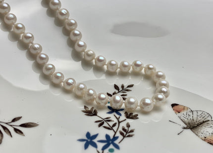 18/20/24 Inches Hand Knotted 7 mm AA Freshwater Potato Pearl Necklace Natural White Freshwater Pearl Necklace With Silver Clasp #1850