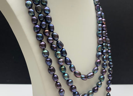 18/20/24 Inches Hand Knotted 8x10mm AAA Freshwater Potato Nugget Pearl Necklace Peacock Color Genuine Pearl Necklace With Silver Clasp #1853