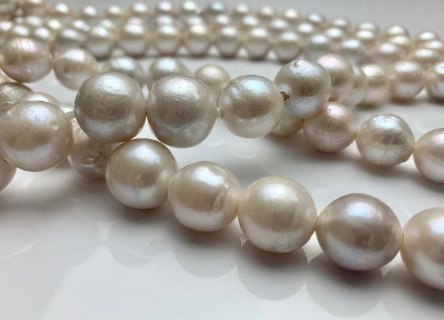 12-16 mm Jumbo Size Large Hole Freshwater Baroque Edison Pearl Beads Hole Size 2.2 mm Natural White Large Hole Baroque Pearl Beads #1656