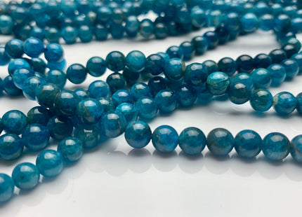 6mm 8mm Smooth Round Natural Apatite Gemstone Beads Natural Smooth Round Apatite Beads. #2328