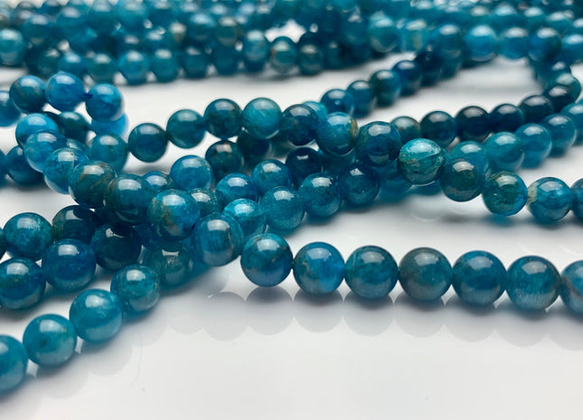 6mm 8mm Smooth Round Natural Apatite Gemstone Beads Natural Smooth Round Apatite Beads. #2328