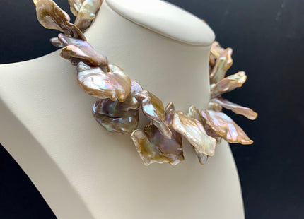 One-Of-A-Kind 25x35 mm AAA Rare HUGE Keshi Freshwater Pearl Beads Genuine Natural Gold Seaweed Mauve Pink Freshwater Keshi Pearls #1860