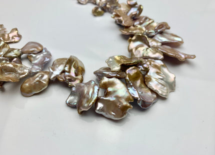 One-Of-A-Kind 25x35 mm AAA Rare HUGE Keshi Freshwater Pearl Beads Genuine Natural Gold Seaweed Mauve Pink Freshwater Keshi Pearls #1860