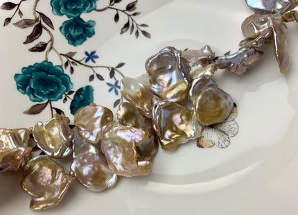 One-Of-A-Kind 25x35 mm AAA Rare HUGE Keshi Freshwater Pearl Beads Genuine Natural Gold Seaweed Mauve Pink Freshwater Keshi Pearls #1860