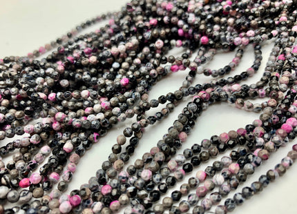 WHOLESALE 3 mm Faceted Round Multi Pink Purple Black Agate Gemstone Beads Genuine Agate Gemstone Loose Beads 14 Inches #2468