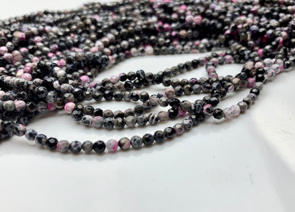 WHOLESALE 3 mm Faceted Round Multi Pink Purple Black Agate Gemstone Beads Genuine Agate Gemstone Loose Beads 14 Inches #2468