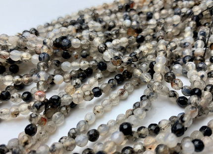 WHOLESALE 4 mm Faceted Round Dragon Vein Agate Gemstone Beads Genuine Agate Gemstone Loose Beads 14 Inches #2469