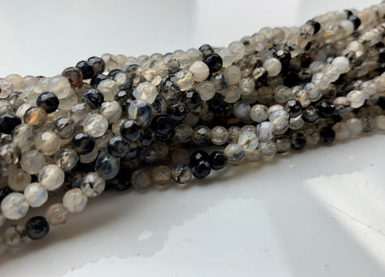 WHOLESALE 4 mm Faceted Round Dragon Vein Agate Gemstone Beads Genuine Agate Gemstone Loose Beads 14 Inches #2469