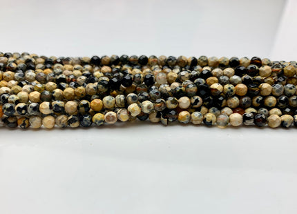 WHOLESALE 4 mm Faceted Round Yellow And Black Color Agate Gemstone Beads Genuine Agate Gemstone Loose Beads 14 Inches #2470