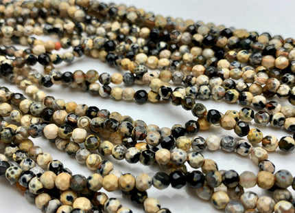 WHOLESALE 4 mm Faceted Round Yellow And Black Color Agate Gemstone Beads Genuine Agate Gemstone Loose Beads 14 Inches #2470