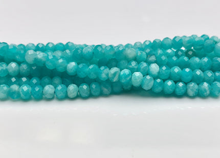 3x4 mm AAA Natural Color Micro Faceted Rondelle Amazonite Gemstone Beads Natural Blue Micro Faceted Rondelle Amazonite Loose Beads # 2343