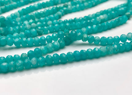 3x4 mm AAA Natural Color Micro Faceted Rondelle Amazonite Gemstone Beads Natural Blue Micro Faceted Rondelle Amazonite Loose Beads # 2343