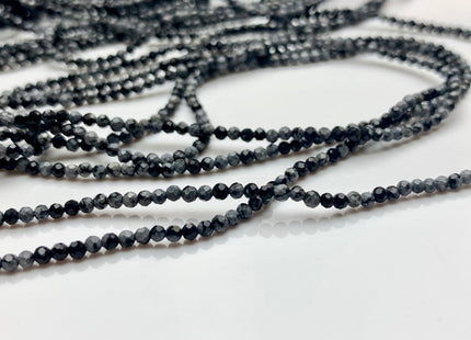 2mm 3mm 4mm AAA Micro Faceted Round Snow Flake Jasper Gemstone Beads Natural Black Gray Faceted Round Snow Flake Jasper 15.5 Inches #2350