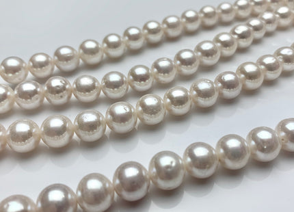 9.5-10mm AAA Extra Shiny Natural White Off Round Freshwater Pearl Beads Genuine Natural Pearl Beads, High Luster White Bridal Pearls #1576