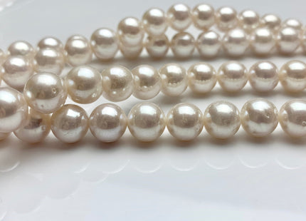 9.5-10mm AAA Extra Shiny Natural White Off Round Freshwater Pearl Beads Genuine Natural Pearl Beads, High Luster White Bridal Pearls #1576