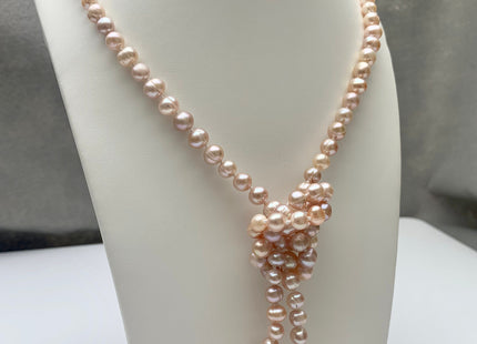 40 Inches Hand Knotted 7-8 mm Potato Natural White Or Pink Freshwater Pearl Necklaces Long Pearl Necklace #1663