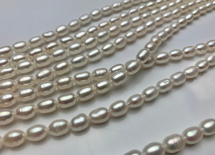 6x7-9 mm AA Natural White Freshwater Pearl Rice/Oval Shape Pearl Beads Genuine High Luster Freshwater Pearls #1665