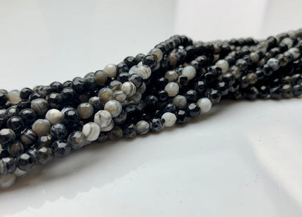 WHOLESALE 4 mm Faceted Round Mixed Black And White Color Agate Gemstone Beads Genuine Agate Gemstone Loose Beads 14 Inches #2475