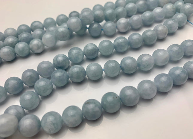 10 mm Smooth Round Natural Color Aquamarine Gemstone Beads High Quality Natural Color Aquamarine Gemstone #2353