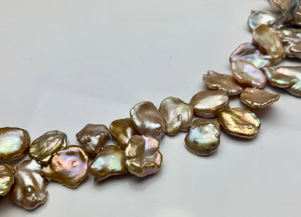 One-Of-A-Kind 16x18-20 mm AAA Rare Keshi Freshwater Pearl Beads Genuine Natural Champagne Seaweed Color Freshwater Keshi Pearls #1861
