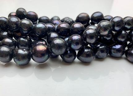 12-14 mm Black Peacock Color Edison Baroque Pearls Off-Round Shape Genuine Dark Peacock Color Edison Pearl Beads #1864