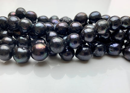 12-14 mm Black Peacock Color Edison Baroque Pearls Off-Round Shape Genuine Dark Peacock Color Edison Pearl Beads #1864