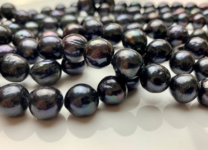 12-14 mm Black Peacock Color Edison Baroque Pearls Off-Round Shape Genuine Dark Peacock Color Edison Pearl Beads #1864