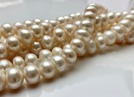 7x11mm AA Large Hole Button/Rondelle Natural White Freshwater Pearl Beads Hole 2.2 mm, Genuine White Cultured Freshwater Pearls #1059