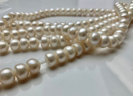 8mm 10mm Large Hole Round Button Natural White Freshwater Pearl Beads Hole 2.2 mm Genuine Natural White Rondelle Freshwater Pearls #1865