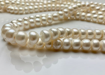 8mm 10mm Large Hole Round Button Natural White Freshwater Pearl Beads Hole 2.2 mm Genuine Natural White Rondelle Freshwater Pearls #1865