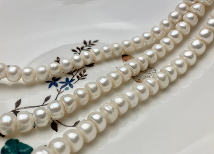 8mm 10mm Large Hole Round Button Natural White Freshwater Pearl Beads Hole 2.2 mm Genuine Natural White Rondelle Freshwater Pearls #1865