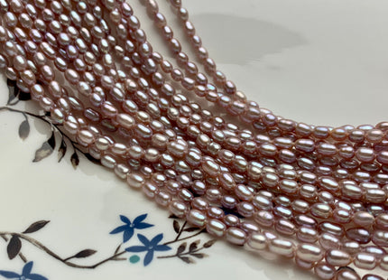 WHOLESALE 3.5-4x5 mm AAA Natural Mauve Pink Rice/Oval Freshwater Pearl Beads Genuine High Luster Mauve Pink Rice Freshwater Pearls #1868