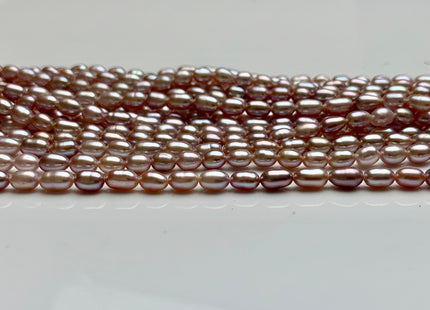 WHOLESALE 3.5-4x5 mm AAA Natural Mauve Pink Rice/Oval Freshwater Pearl Beads Genuine High Luster Mauve Pink Rice Freshwater Pearls #1868