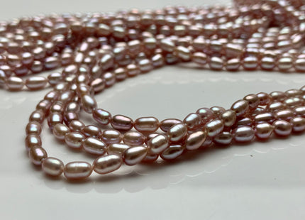 WHOLESALE 3.5-4x5 mm AAA Natural Mauve Pink Rice/Oval Freshwater Pearl Beads Genuine High Luster Mauve Pink Rice Freshwater Pearls #1868