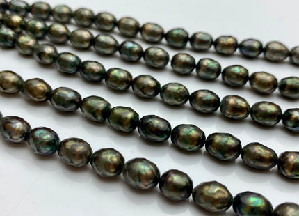 7x9 mm AA Olive Green Color Faceted Rice/Oval Freshwater Pearl Beads Limited Edition Genuine Faceted Rice Pearl Beads #1873