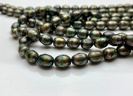 7x9 mm AA Olive Green Color Faceted Rice/Oval Freshwater Pearl Beads Limited Edition Genuine Faceted Rice Pearl Beads #1873