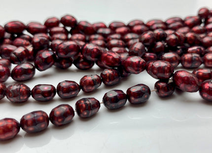 6x8mm OR 7x9mm Dark Red /Burgundy Color Faceted Rice Oval Freshwater Pearl Beads Genuine Faceted Freshwater Pearls #175