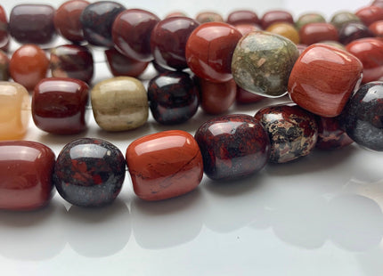 Natural Multi Color Red Green Jasper Gemstone Beads Drum Shape Size Approx. 16-18 mm Genuine Jumbo Size Gemstone Loose Beads #2479